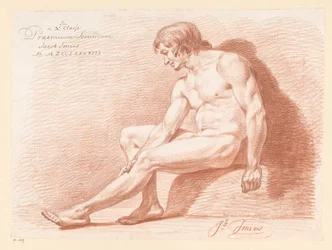Sitzender männlicher Akt, von der Seite gesehen (2. Preis 1788)