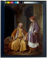Zwei orientalische Händler im Gespräch