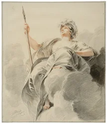 Minerva auf einer Wolke sitzend