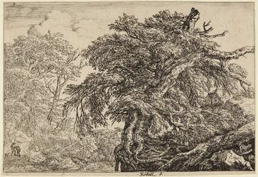 Zwei Bauern mit ihrem Hund