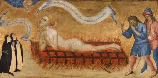 Martyrium des Heiligen Laurentius mit zwei Benediktinerinnen