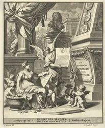 Titelblatt für A. Bogaert, De roomsche monarchy, vertoont in de muntbeelden der westersche en oostersche keizeren, Utrecht 1697