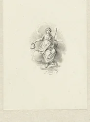 Sitzende allegorische Frauenfigur auf den Wolken