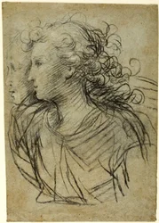 Halbporträt einer Frau im Profil nach links (recto); Halbporträt einer Figur im Dreiviertelprofil (verso)