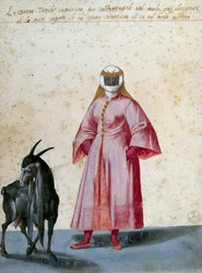 Türkische Frau mit Ziege, Zeichnung von Jacopo Ligozzi