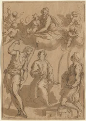 Madonna und Kind in Herrlichkeit mit den Heiligen Johannes dem Täufer, Stephanus und Laurentius