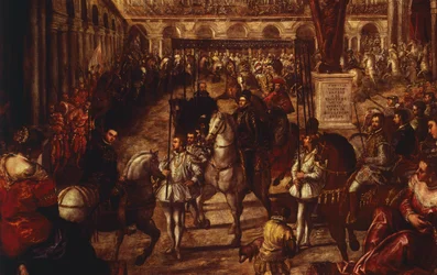 Philipp II. wird von Francesco Gonzaga in Mantua empfangen