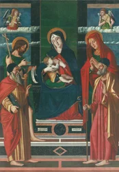 Pala di Jacopo da Valenza: Madonna mit Kind und den Heiligen Joseph, Johannes der Täufer, Joachim und Anna