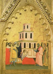 St. Matthäus erweckt einen jungen Mann von den Toten, aus dem Altarbild des St. Matthäus und Szenen aus seinem Leben, ca. 1367-70