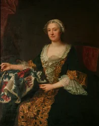 Die Marquise de Castellane mit ihrer Stickerei, nach 1743