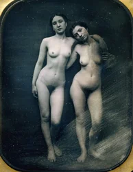 [Zwei stehende weibliche Akte], um 1850.