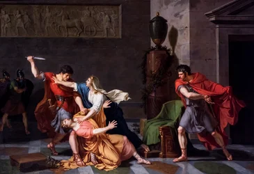 Geta stirbt in den Armen seiner Mutter, ermordet auf Befehl seines Bruders Caracalla