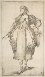 Gärtnerin mit einem Korb am Arm, aus der Hortulanae-Serie, 1612-16