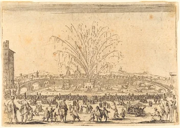 Feuerwerk am Arno, Florenz, ca. 1622