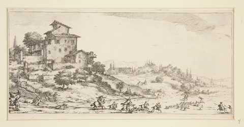 Die Hirschjagd in der Nähe des Herrenhauses, aus Landschaften für Giovanni de Medici