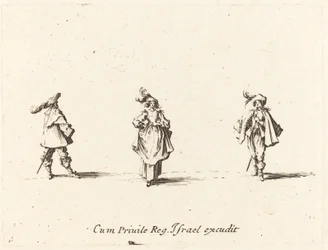 Dame mit Federn und zwei Herren, wahrscheinlich 1634