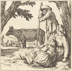 Bauernpaar mit Kuh