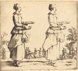 Bäuerin mit Korb im Profil, nach rechts blickend, 1617 und 1621