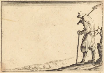Bauer mit Schaufel auf der Schulter