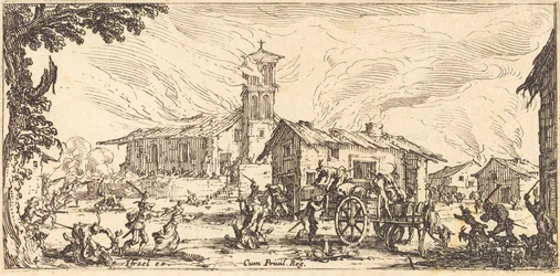 Plünderung und Brandstiftung eines Dorfes, ca. 1633