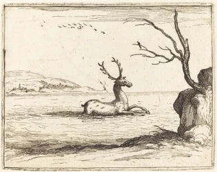 Hirsch im Wasser, 1628