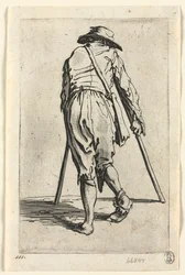 Die Bettler: Bettler auf Krücken, mit Hut, um 1623