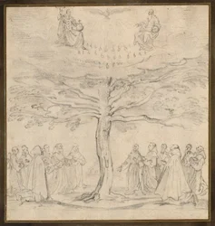 Die Heilige Dreifaltigkeit im Baum des Lebens, verehrt von Franziskanern