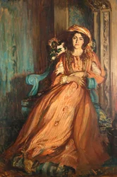 Porträt von Mabel Dodge Luhan 1879-1962 in der Villa Curonia bei Florenz, 1911