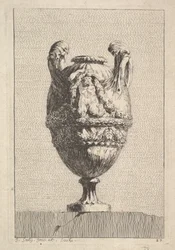 Vase mit einem männlichen Sirenen, der einen Kranz hält, aus: Vasen, 1746