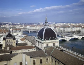 Barockarchitektur: Kuppel des Hôtel-Dieu (1741 - 1748) von Architekt Jacques-Germain Soufflot (1713-1780). Lyon, Rhône (69)