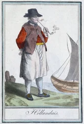 Niederländer rauchen die Pfeife Frontispiz von Afrika - in „Enzyklopädie der Reisen“ von Grasset St Sauveur, ed. 1796