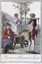 Englische Bauern und Bäuerinnen - in „Encyclopedia of Travels“ von Grasset St Sauveur, ed. 1796