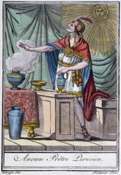 Ehemaliger peruanischer Priester (Inka) - in „Enzyklopädie der Reisen“ von J. Grasset-Saint-Sauveur, Paris