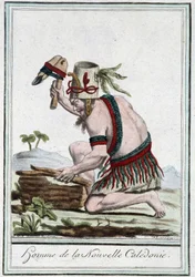 Mann aus Neukaledonien - in „Enzyklopädie der Reisen“ von Grasset St Sauveur, ed. 1796