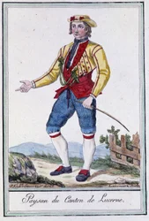 Bauer aus dem Kanton Luzern (Schweiz) - in „Enzyklopädie der Reisen“ von Grasset St Sauveur, ed. 1796