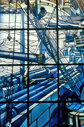 Nancy (Abteilung 54), Jugendstil, Glasfenster von Jacques Gruber (1870-1936), am Sitz von Pont a Mousson, av. de la liberation