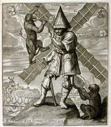 17. Jahrhundert gravierte Illustration aus einer Sammlung von Sprichwörtern. Paris 1657-1663. Von Jacques Lagniet (1620-1675). Französischer Graveur. Von ihm viele sozialkritische Gravuren und Spottbilder wie seine manchmal grotesken und fantastischen Illu