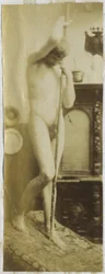 Studie eines männlichen Aktmodells, stehend, im Atelier von Jacques de Lalaing