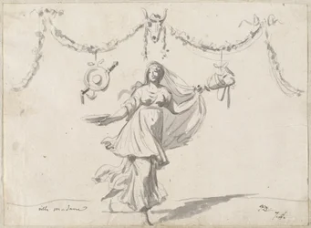 Ornament mit einer Frau in antiker Kleidung