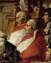 Die Krönung Napoleons. Detail mit den Kardinälen und Jean-Baptiste Jules Bernadotte (1763-1844) während der Weihe von Kaiser Napoleon I. Bonaparte und der Krönung von Kaiserin Joséphine in Notre-Dame de Paris am 2. Dezember