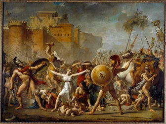 Die Sabinerinnen vermitteln zwischen ihren römischen Ehemännern und ihren sabinischen Brüdern und zeigen ihnen ihre Kinder