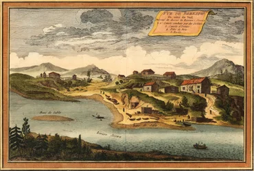 Ansicht von Beryozovo vom Sosva-Fluss, 1760