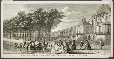 Ansicht eines Flügels des Schlosses Fontainebleau, aus der Serie Le Château de Fontainebleau