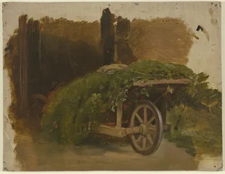 Karren mit geschnittenem Gras beladen