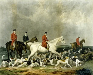Die Hirschhunde des Earl of Derby, graviert von R. Woodman