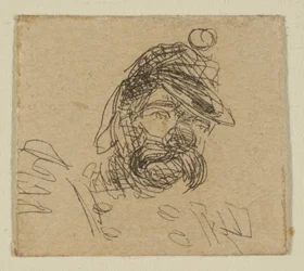 Bärtiger Mann in Soldatenmütze aus Skizzen auf der Küstenvermessungsplatte, 1854-55