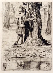 Seymour unter einem Baum stehend