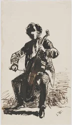 Sir Seymour Haden spielt Cello, ca. 1855