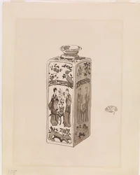 Quadratische Dose mit langem Hals, 1878