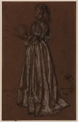 Stehende Figur mit Fächer, um 1873/1876